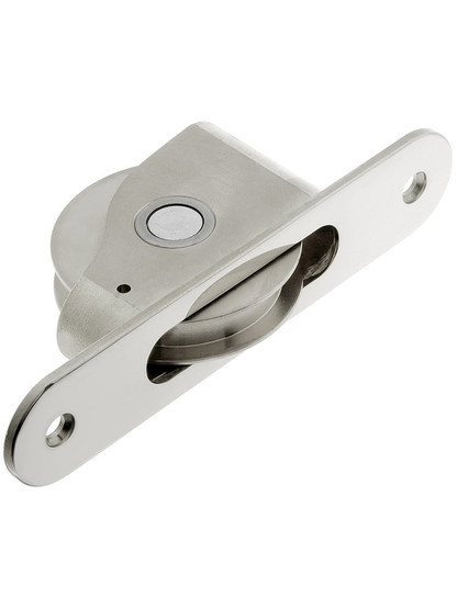 Solid Brass Premium Sash Pulley in Polished Nickel.